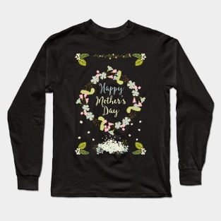 Happy Mother's Day 2021 - Cute Floral Greetings Card for Mother - Whimsical Art Long Sleeve T-Shirt